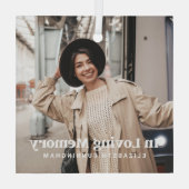 愛する記憶の中でモダンのカスタム写真記念 ガラスオーナメント (裏面)