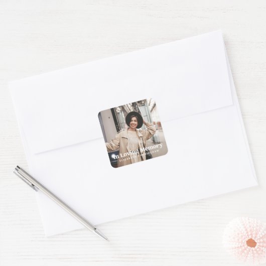 愛する記憶の中でモダンのカスタム写真記念 スクエアシール (封筒)