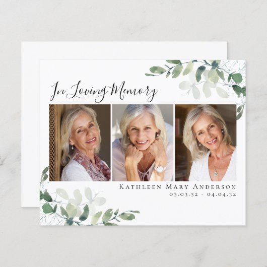 愛する記憶の中でユーカリを予算サンキューカード (正面/裏面)