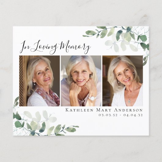 愛する記憶の中でユーカリを予算サンキューカード (正面)