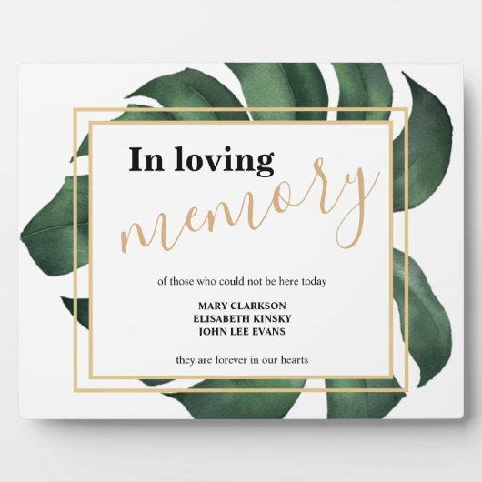 愛する記憶の中でリーフ結婚のサインTabletopプラーク フォトプラーク (正面)