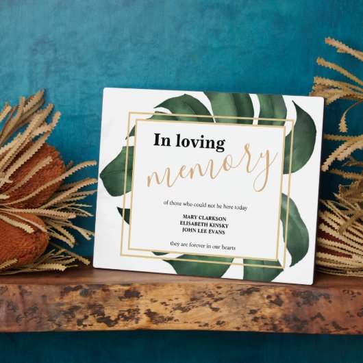 愛する記憶の中でリーフ結婚のサインTabletopプラーク フォトプラーク (側面)