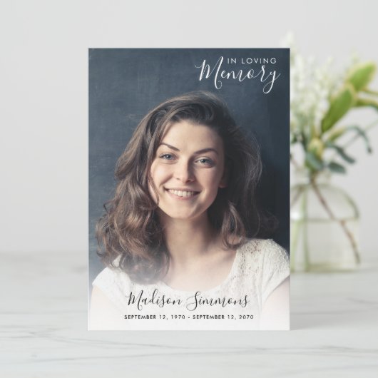 愛する記憶の中で人生のお祝いの写真 招待状 (スタンド正面)