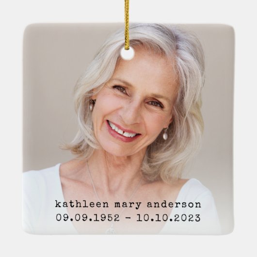 愛する記憶の中で写真おばあちゃんメモリアル セラミックオーナメント (裏面)