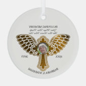 愛する記憶の中で写真のキープサクと翼 ガラスオーナメント (裏面)