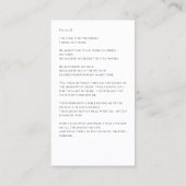 愛する記憶の中で写真のシンプル祈りの言葉葬儀カード 名刺 (裏面)