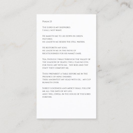 愛する記憶の中で写真のシンプル祈りの言葉葬儀カード 名刺 (裏面)