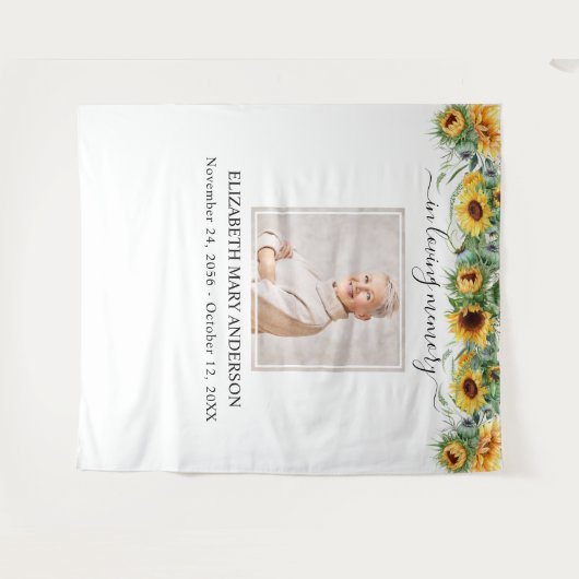 愛する記憶の中で写真ひまわりメモリアル タペストリー (正面(横))