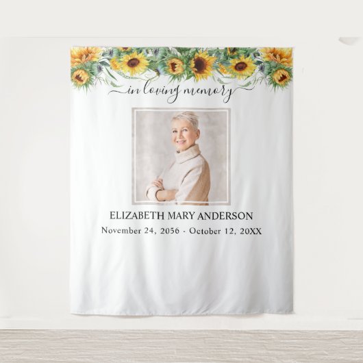 愛する記憶の中で写真ひまわりメモリアル タペストリー (正面)
