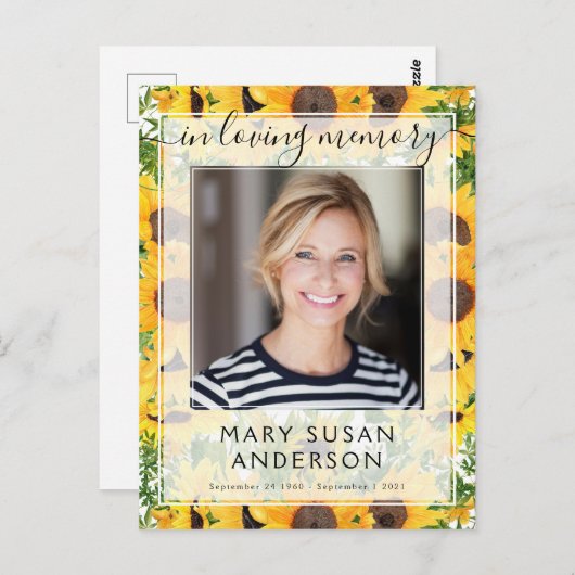 愛する記憶の中で写真ひまわり花 ポストカード (正面/裏面)