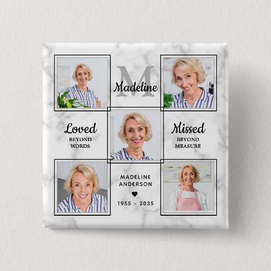 愛する記憶の中で写真コラージュ記念葬儀 缶バッジ (正面)