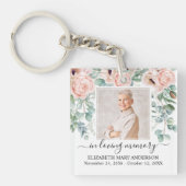 愛する記憶の中で写真ピンク牡丹フローラメモリアル キーホルダー (正面)