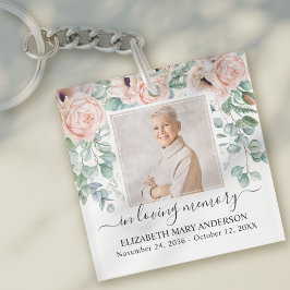 愛する記憶の中で写真ピンク牡丹フローラメモリアル キーホルダー