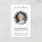 愛する記憶の中で写真フローラ葬儀祈りの言葉カード 名刺 (正面)