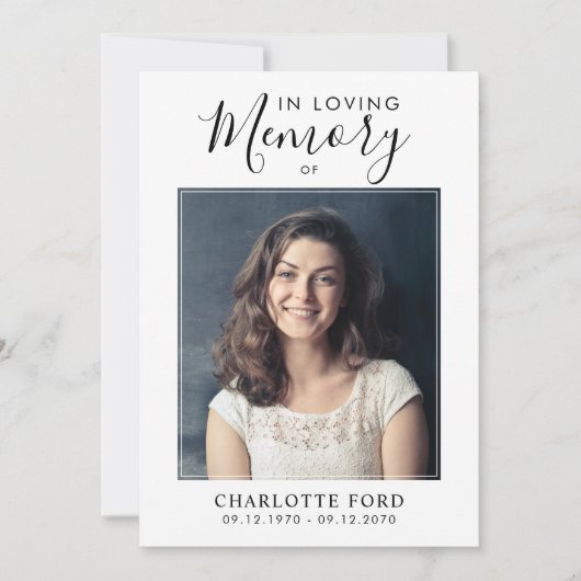 愛する記憶の中で写真葬儀サービス記念 招待状 (正面)