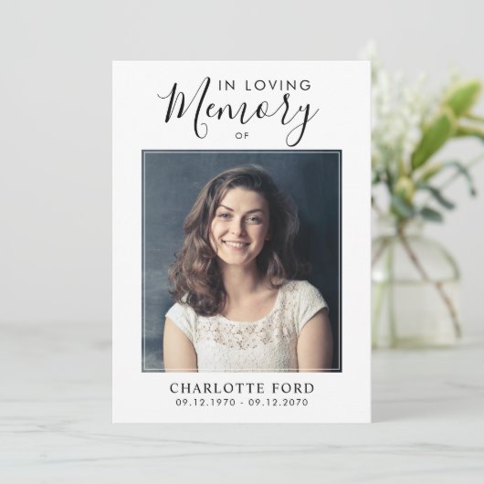 愛する記憶の中で写真葬儀サービス記念 招待状 (スタンド正面)