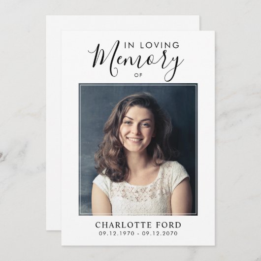 愛する記憶の中で写真葬儀サービス記念 招待状 (正面/裏面)