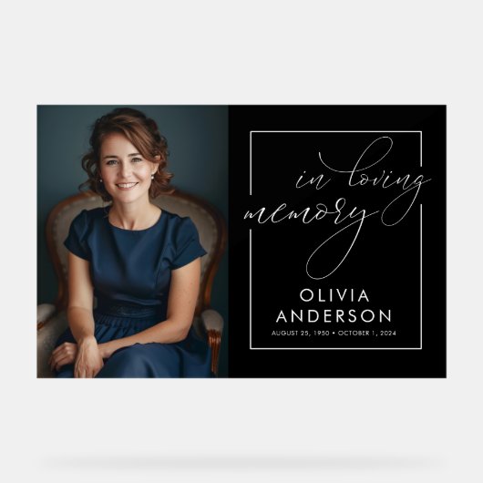 愛する記憶の中で写真葬儀記念ウェルカム アクリルサイン (正面)