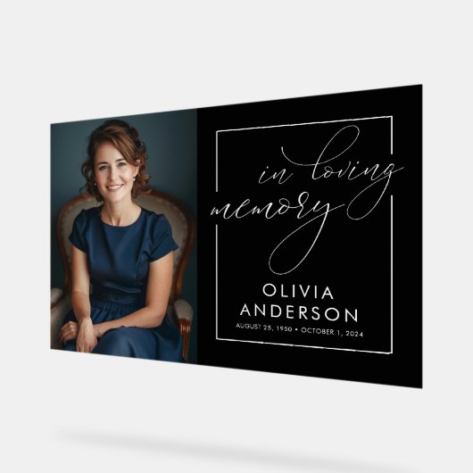 愛する記憶の中で写真葬儀記念ウェルカム アクリルサイン (傾斜)