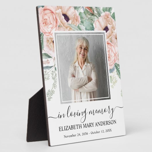 愛する記憶の中で写真赤面ピンクフローラメモリアル フォトプラーク (側面)