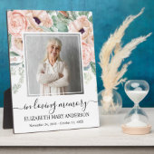 愛する記憶の中で写真赤面ピンクフローラメモリアル フォトプラーク (側面)