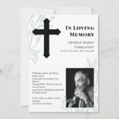 愛する記憶の中で十字架と緑の写真 案内状 (正面)