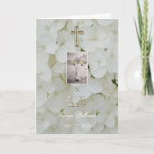 愛する記憶の中で宗教的クロスフローラ写真 案内状 (正面)