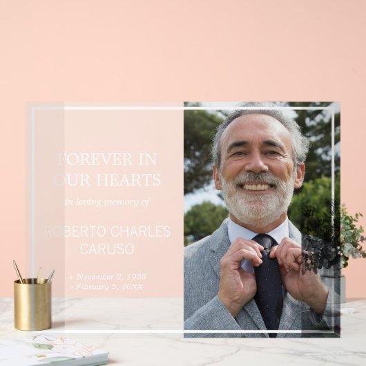 愛する記憶の中で曇った外観のミニマルな写真 アクリルサイン (ウェディング)