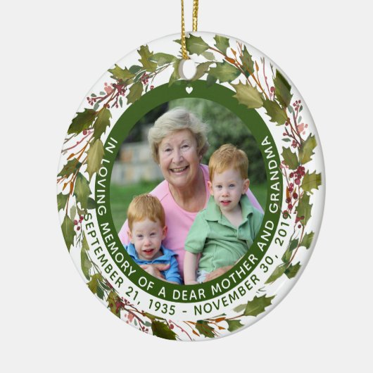 愛する記憶の中で母おばあちゃん記念クリスマス セラミックオーナメント (左)