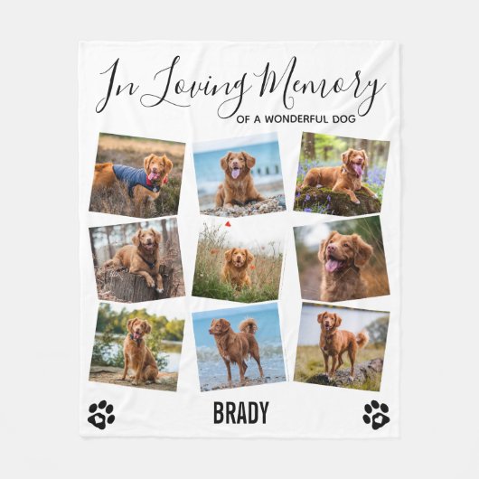 愛する記憶の中で犬のペットの記念写真コラージュ フリースブランケット (正面)