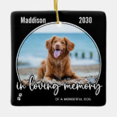愛する記憶の中で犬の写真ペット損失ペット記念碑 セラミックオーナメント (正面)
