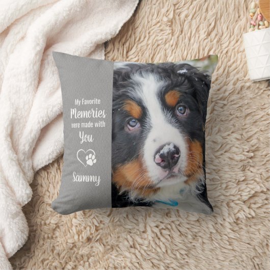 愛する記憶の中で犬の写真ペット損失記念碑 クッション (ブランケット)