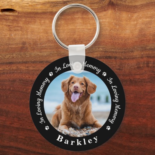 愛する記憶の中で犬の損失の写真ペット記念碑 キーホルダー (正面)