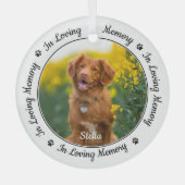 愛する記憶の中で犬モダンの写真ペット記念碑 ガラスオーナメント (正面)