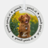 愛する記憶の中で犬モダンの写真ペット記念碑 ガラスオーナメント (裏面)