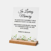 愛する記憶の中で白いフローラ結婚の記念碑 アクリルサイン (傾斜)