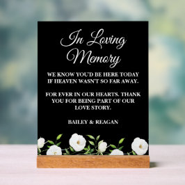 愛する記憶の中で白いフローラ結婚の記念碑 アクリルサイン