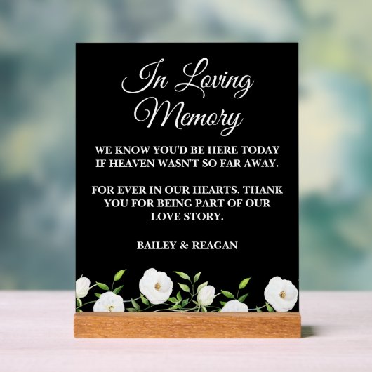 愛する記憶の中で白いフローラ結婚の記念碑 アクリルサイン (ニュートラル)