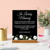 愛する記憶の中で白いフローラ結婚の記念碑 アクリルサイン (ウェディング)