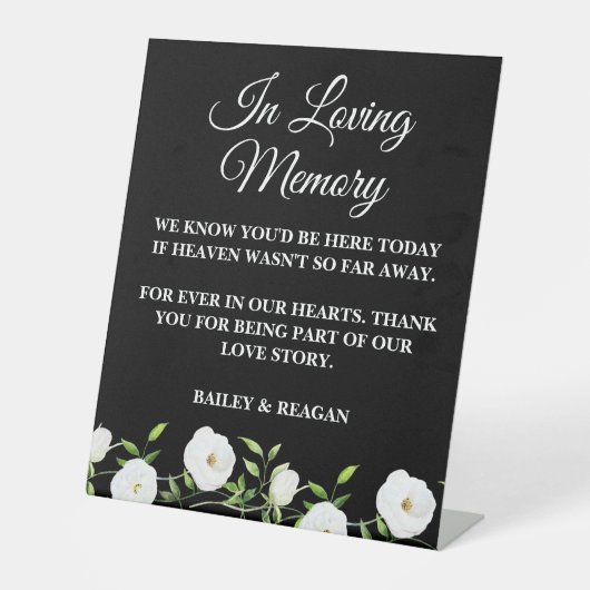 愛する記憶の中で白いフローラ結婚の記念碑 台座サイン (正面)