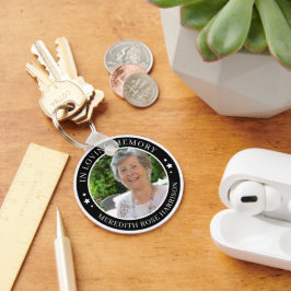 愛する記憶の中で白い星ブラックフォトメモリアル キーホルダー