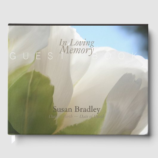 愛する記憶の中で白い牡丹の葬儀ゲストブック ゲストブック (正面)