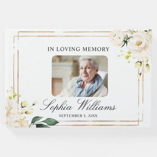 愛する記憶の中で白い花葬儀ゲストブック ゲストブック (正面)