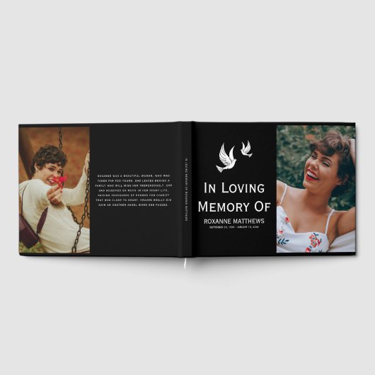 愛する記憶の中で白い鳩トリビュート写真 ゲストブック (全面)