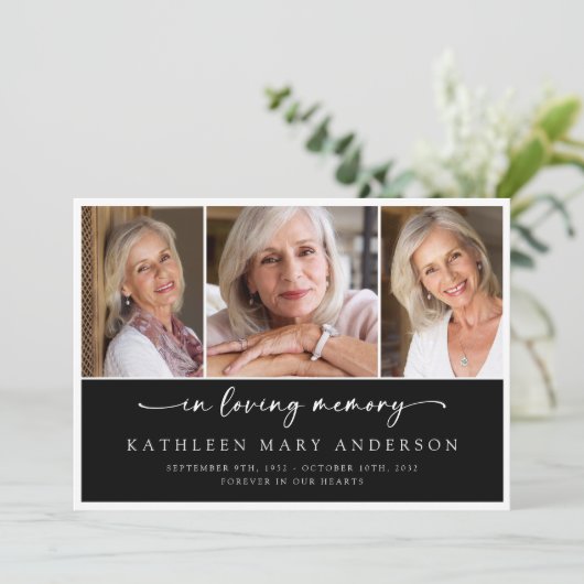 愛する記憶の中で白黒悔やみや弔慰葬儀 サンキューカード (スタンド正面)