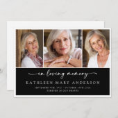 愛する記憶の中で白黒悔やみや弔慰葬儀 サンキューカード (正面/裏面)