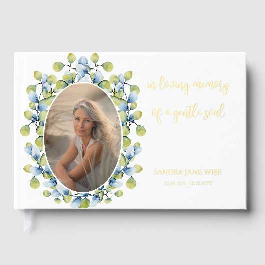 愛する記憶の中で穏やかな魂の記念撮影金ゴールド ゲストブック (正面)