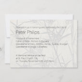 愛する記憶の中で竹の葬儀の発表 招待状 (裏面)