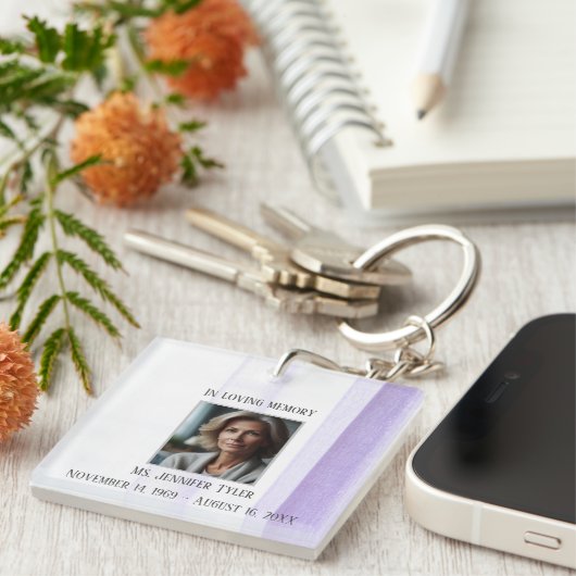 愛する記憶の中で紫の葬儀記念碑 キーホルダー (正面右)