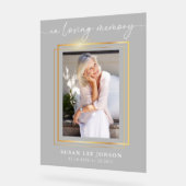 愛する記憶の中で葬儀の写真グレー色あせたサイン アクリルサイン (傾斜)